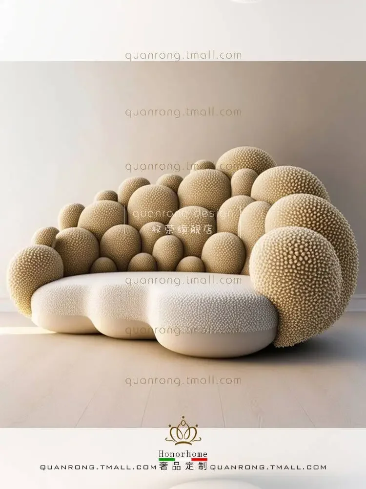 Cream Style Sofa Cashew Creative Personality Sofa Arc Fan-Shaped Living Room Sofa