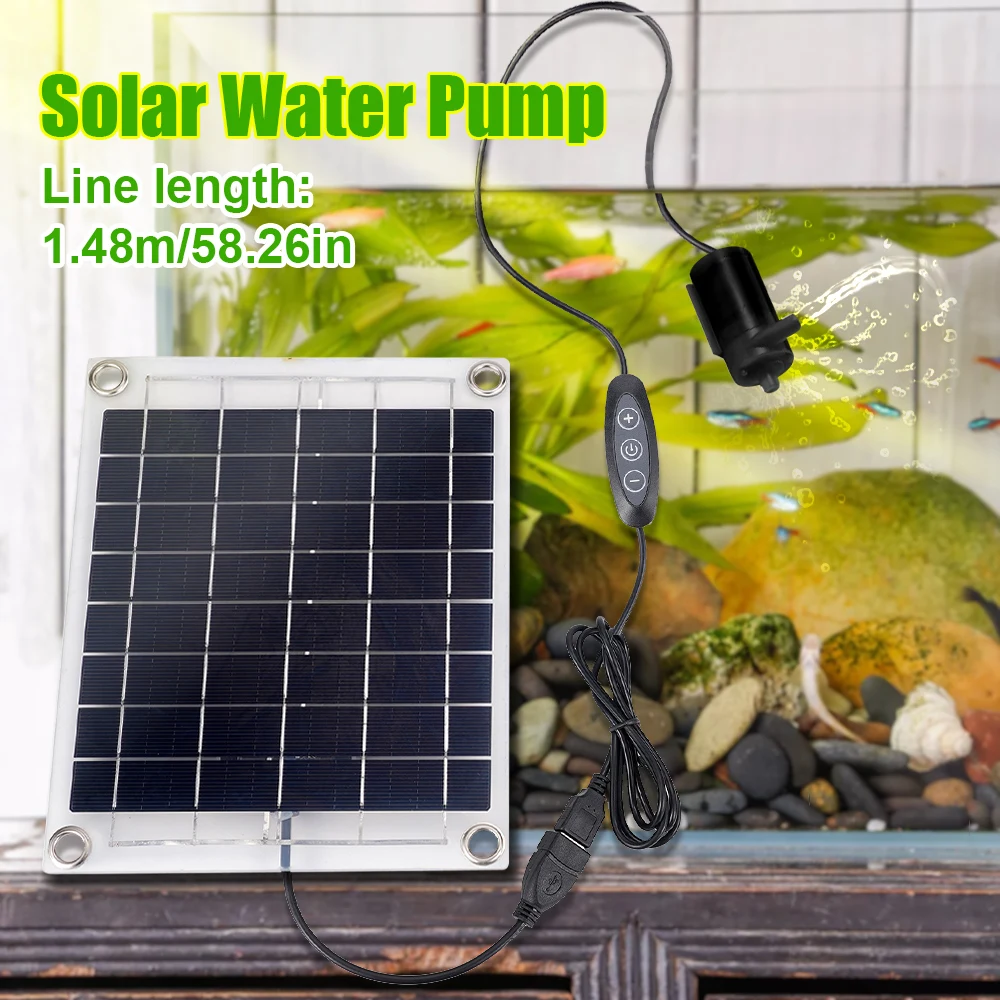 10W Brushless Solar Water Pump Filter Mini Solar Panel Aquarium Tank Pond Water Sprinkler Submersible Pump Garden Fountain Decor