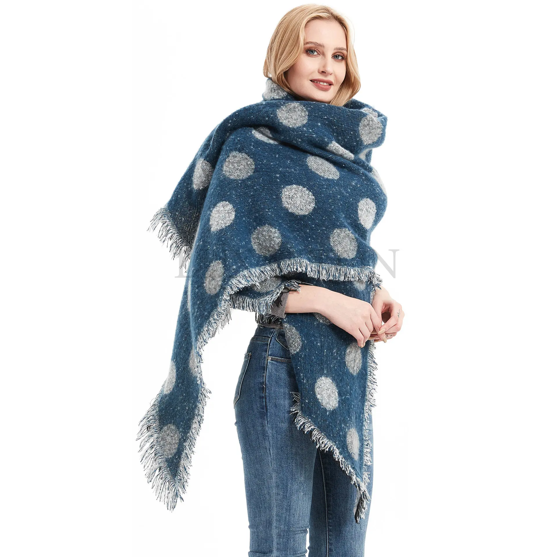 

Imitation Cashmere Fashion Women Vintage Dot Loop Yarn Winter Scarf Warm Elegant Party Tassel Wild Female Thick Long Wrap Shawl