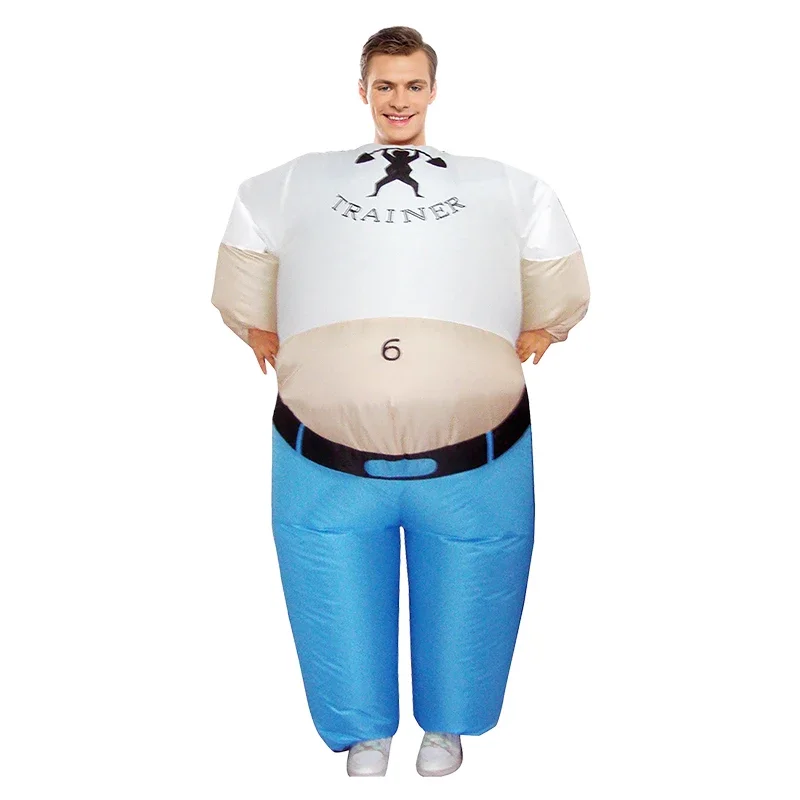 Funny Adult Cosplay Inflatable Fitness Coach Chef Costume Halloween Christmas Annual Party Carnival Costume Club Holiday Party