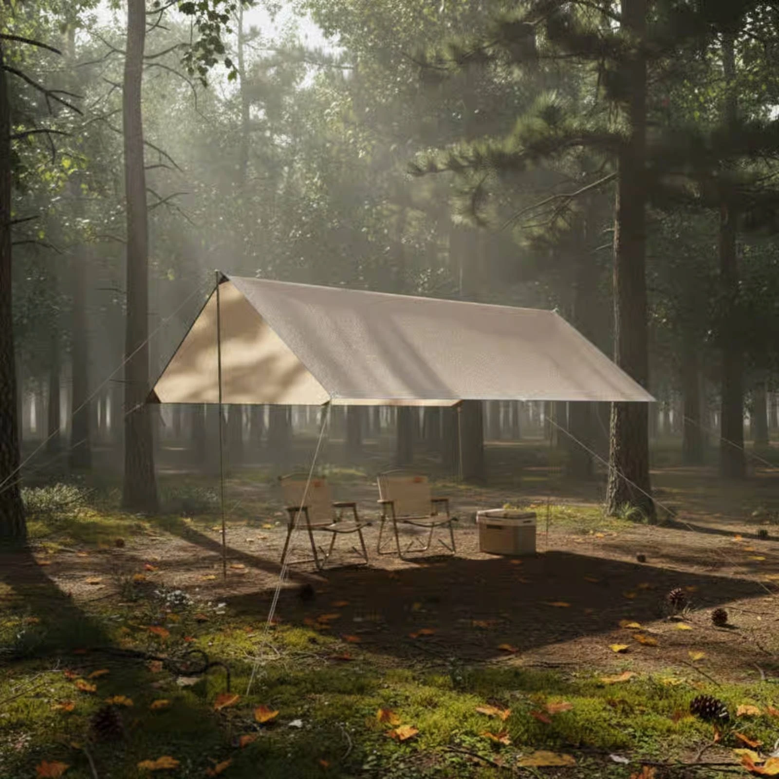 Black Sun Canopy Oxford Material Waterproof Camping Awning Camping Canopy Resistant Outdoor Gear Weather-Resistant for Barbecue