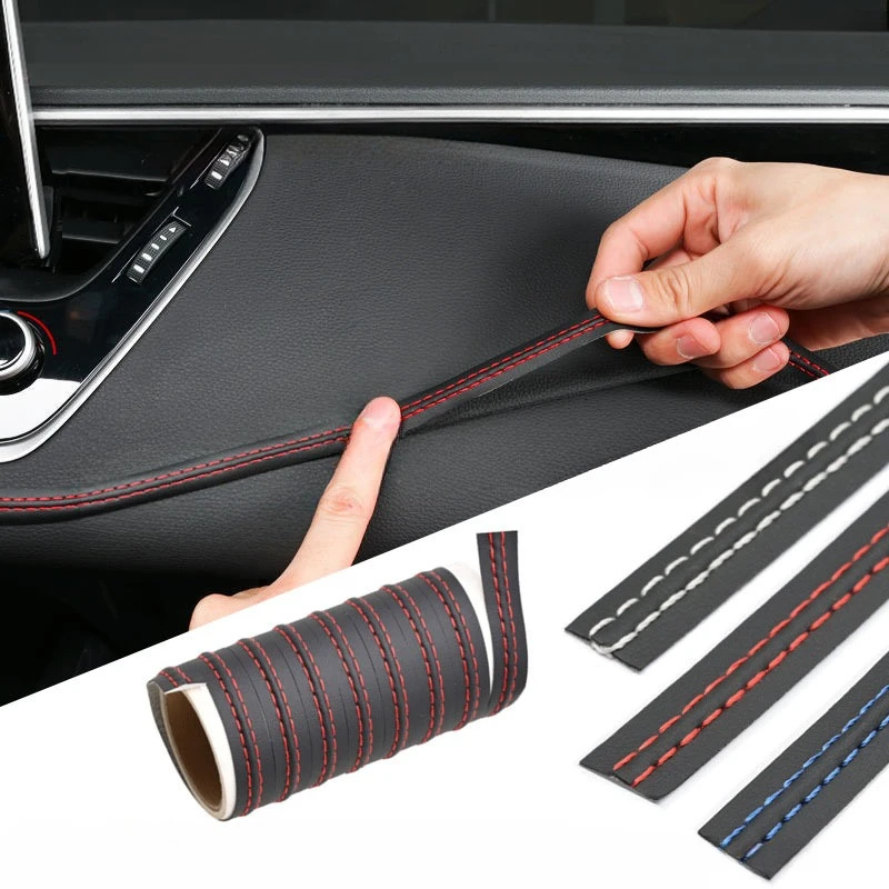 2M Zelfklevende Sierbekleding Auto Interieur Styling Dashboard Pu Lederen Decoratie Lijn Diy Vlecht Strip Auto Decoratie Nieuw