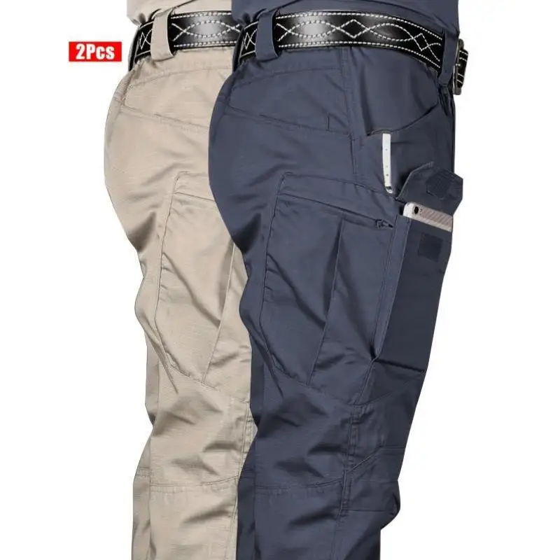 Spodnie robocze taktyczne 2026, wielokieszeniowe, jednokolorowe, z włókna poliestrowego, proste nogawki, eleganckie spodnie codzienne.