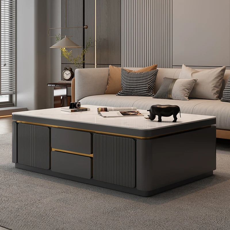 

Nordic Luxury Coffee Table Modern Design Glam Wood Coffee Tables Premium Marble Reception Salon Trendy Meubles Salon Furniture