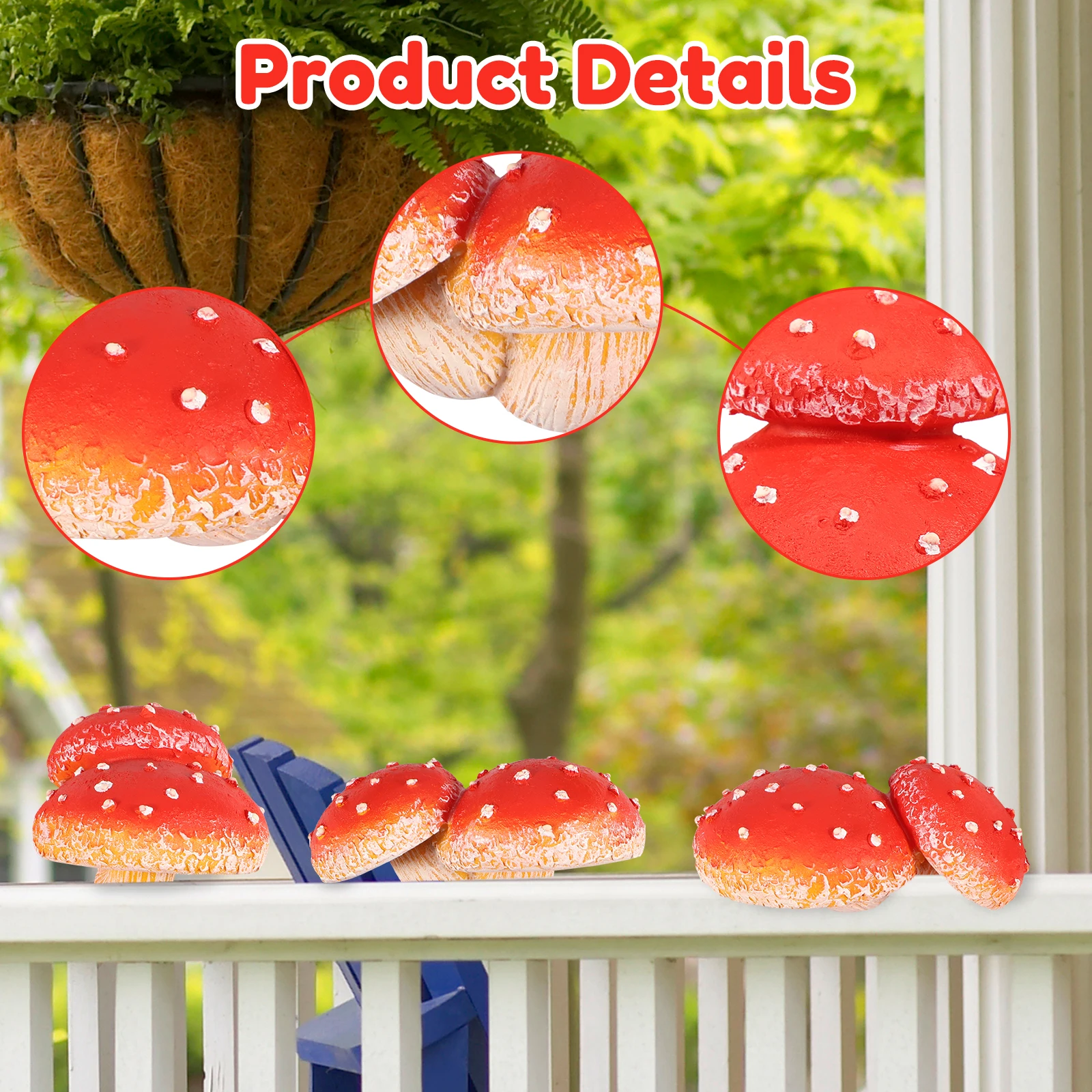 3Pcs Simulation Mushroom Tree Decors for Fairy Garden Mini Glow in the Dark Mushroom Statues Easy to Install Resin Mushroom