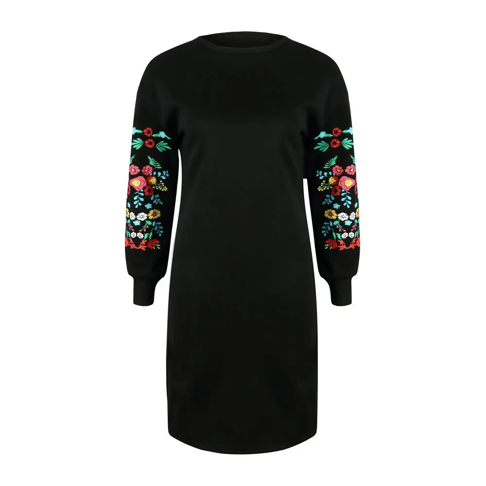 2024 Winter Women Casual Slim Thin Sweater Dress Floral Print Long Sleeve O Neck Female Party Dresses Elegant Ladies Vestidos