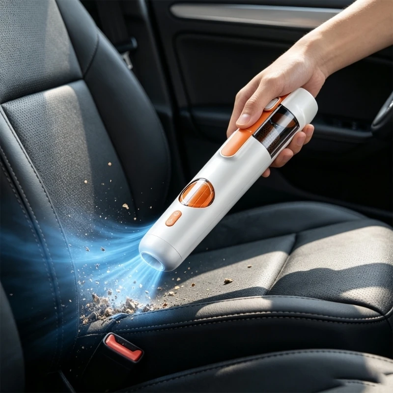 Rechargeable Handheld Car Vacuum with Crevice Nozzle, Brush Head and Filter for Vent Dust, Mats and Console Edges X37F