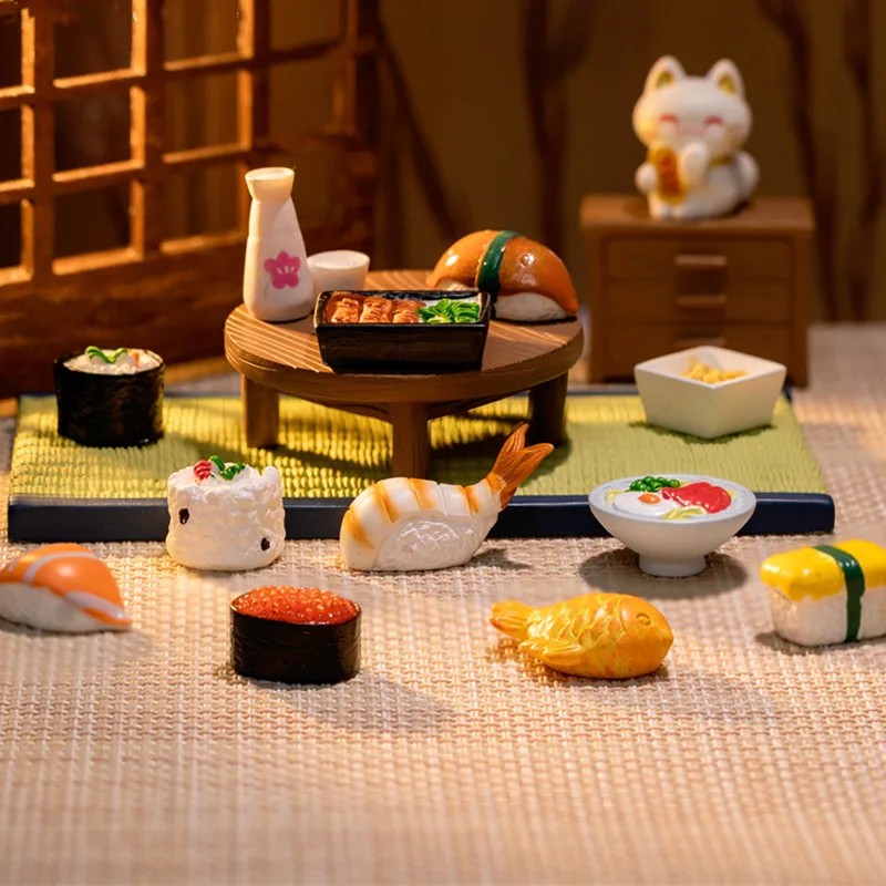 

Figurines Miniatures Cute Simulated Sushi Food Micro Landscape Ornaments For Doll House DIY Accessories Home Decorations Room
