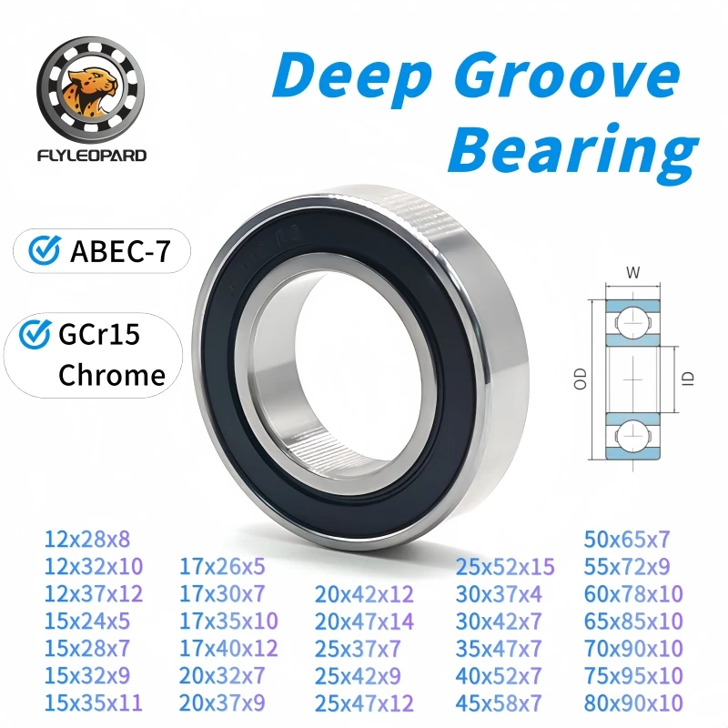 Thin Section Deep Groove Ball Bearing 6800RS 6801RS 6802RS 6900RS 6901RS 6903RS 6000RS 6001RS ABEC-7 Rubber Sealed Chrome Steel