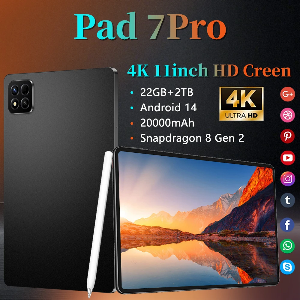 

Global Version Tablets Pad 7S Pro Original 2025 NEW Tab Tablet PC Android 14 Snapdragon 8gen2 Dual SIM WIFI 4G/5G GPS WIFI Kids