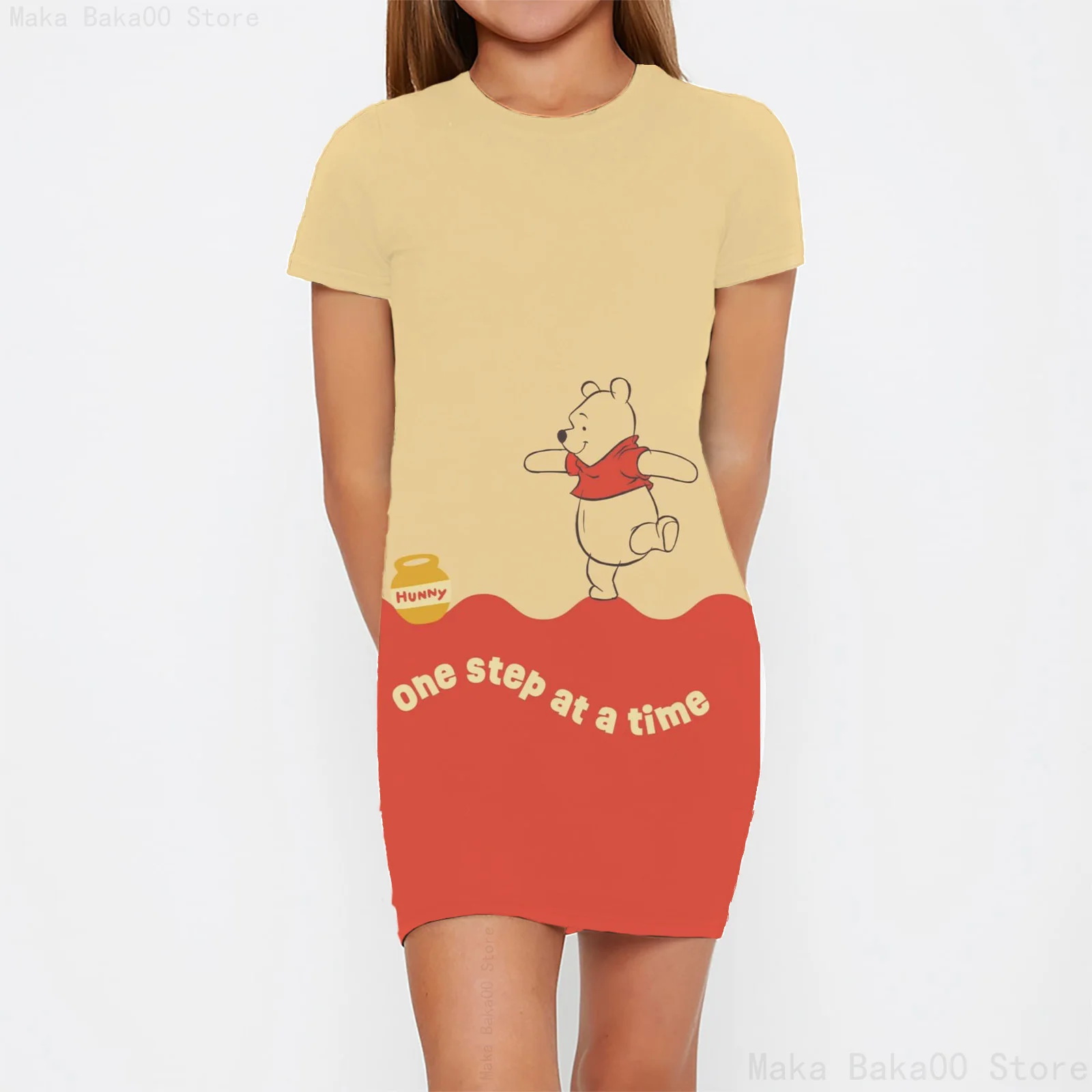 New summer teenager role play dress dress 2024 girls tight round neck dress Disney Bear sweet princess dress image 4