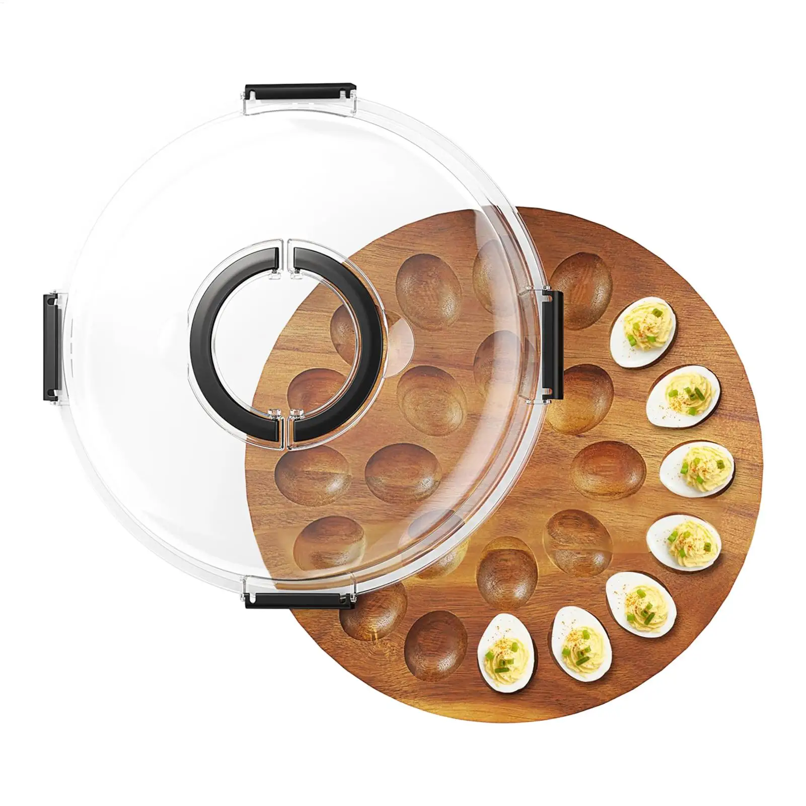 Deviled Egg Plate 24-Slot Tray with Lid Deviled Egg Holder for Party Home Kitchen Buffet Appetizer Countertop Table Catering