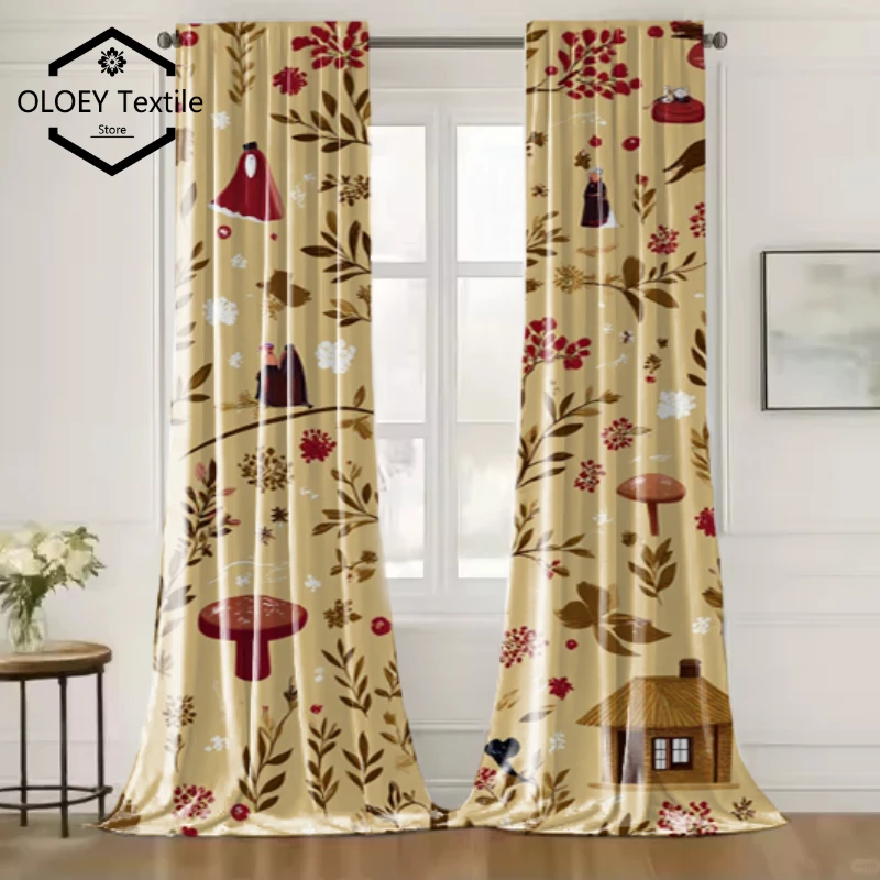 

Charming Cottage Core Curtains - Rustic Countryside Digital Print Landscape Blackout Thermal Drapes Kitchen Decor Custom Image