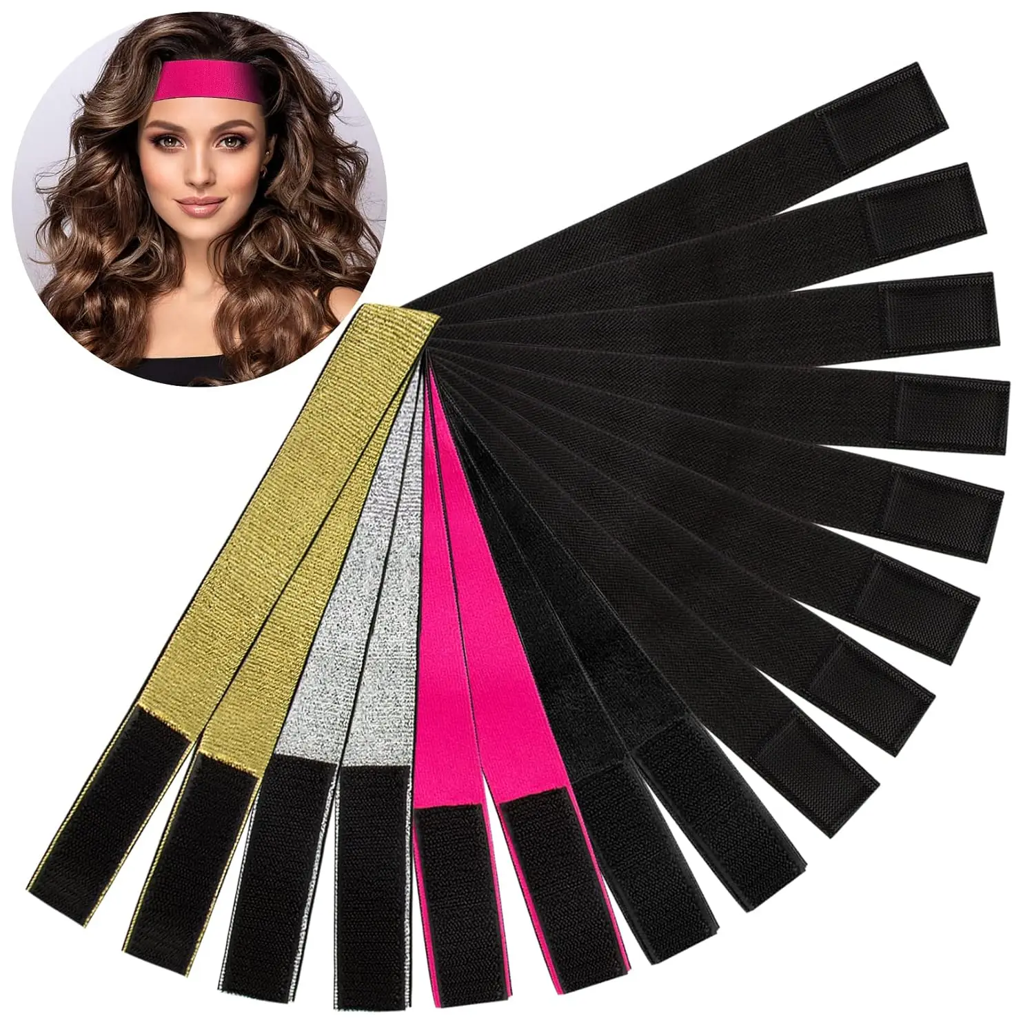 5 قطع من الأربطة المرنة للشعر المستعار، أربطة ذوبان حافة شعر مستعار أمامي قابلة للتعديل للنساء، بدون إبزيم سحري متعدد الألوان لعيد الميلاد /*. .