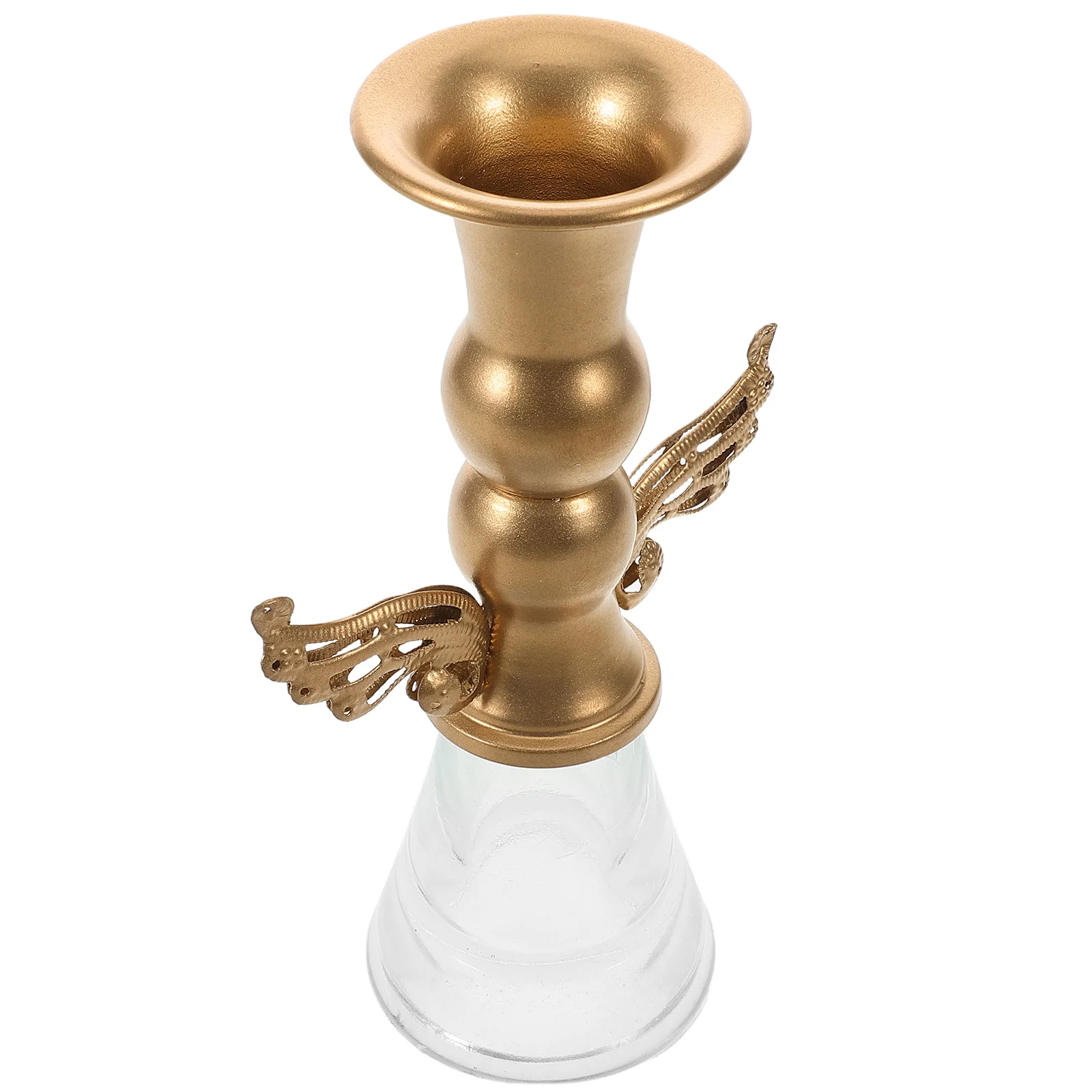 

Romantic American Style Dining Table Holder Wedding Party Centerpiece Metal Cast Iron Candlestick Cone Glass Decorative