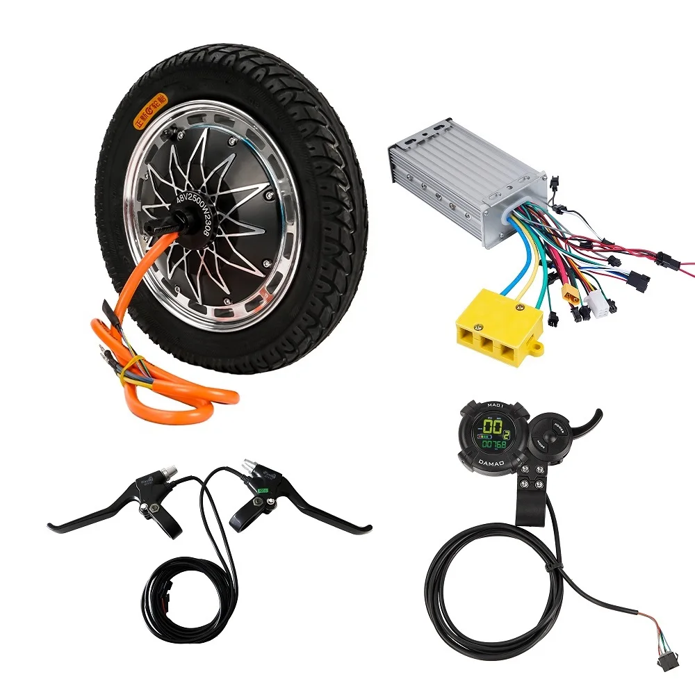 أقوى 12 بوصة محور المحرك عدة سكوتر كهربائي عجلة المحرك دراجة منفذ مزدوج تحويل عالية السرعة