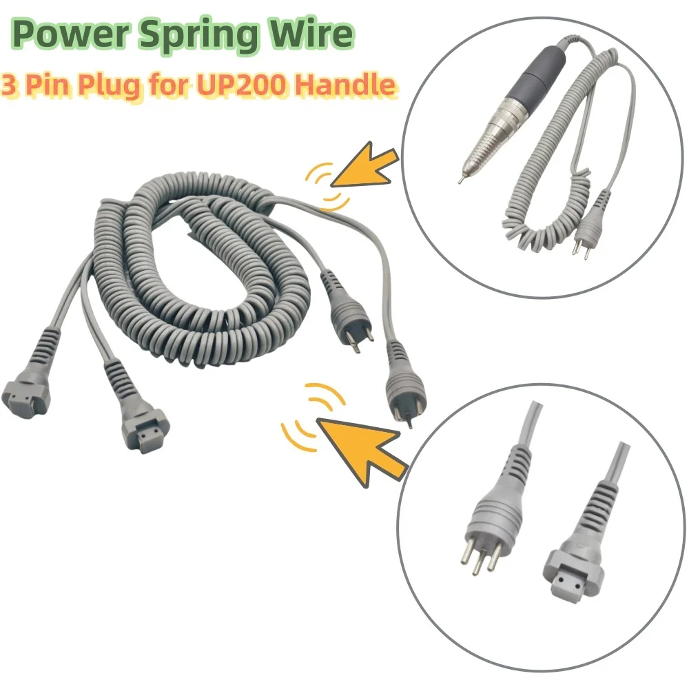 STRONG 210 3 Pin Power Spring Cable Cord for UP200 Electric Manicure Pen 35K Nail Drill Handpiece Pedicure Accessories Replace