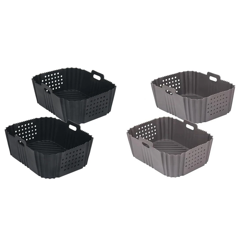 

Stable-Air Fryer Liners for Ninja SL401 Double Stack 2 Basket Air Fryer Reusable Rectangle Perforated Silicone Liners