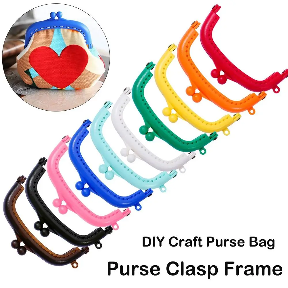 85MM Purse Frames Coin Kiss Lock Candy Color Plastic Purse Frames Purse Clasp Coin Purse Handle for DIY Craft Bag Accessories