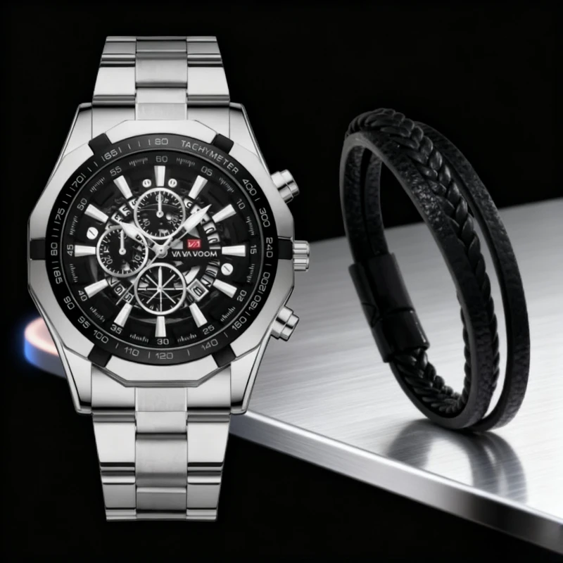 

Steel Belt Watches Luminous Calendar Water-resistant Quartz Watch For Men Sports Leather Bracelet Wristband Digital Wristwatch