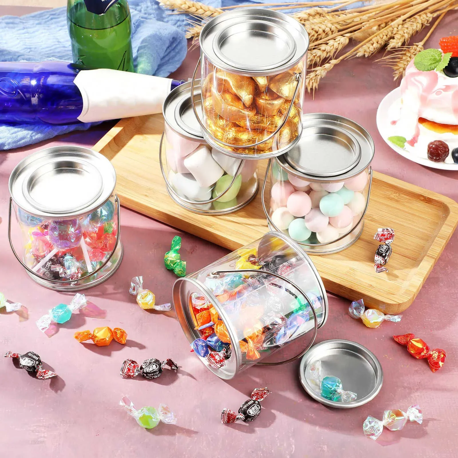 

Storage Bottles Jars 12 Pcs Clear Candy Jars Transparent PVC Paint Cans With Lid DIY Wedding Party Decorations Halloween Trick O