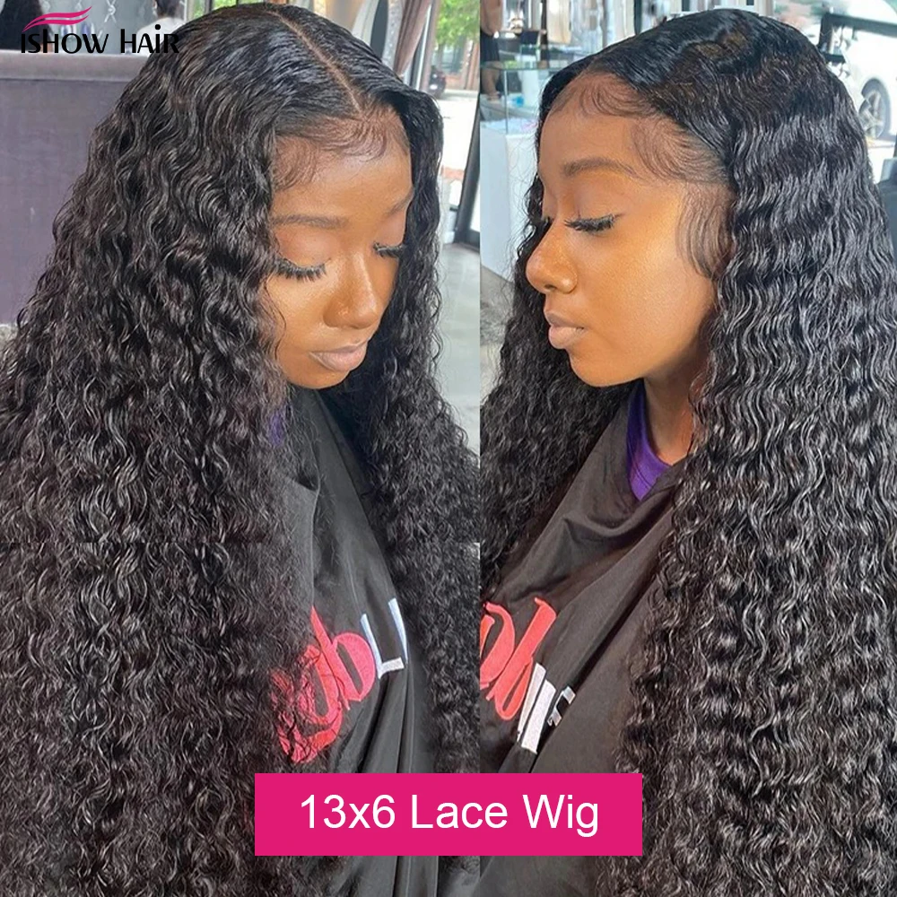 Ishow موجة عميقة الدانتيل شعر مستعار أمامي 13X4 13x6 الدانتيل الباروكة الأمامية قبل قطعها HD شعر بشري شفاف الباروكات 30 بوصة شعر مستعار طويل للنساء