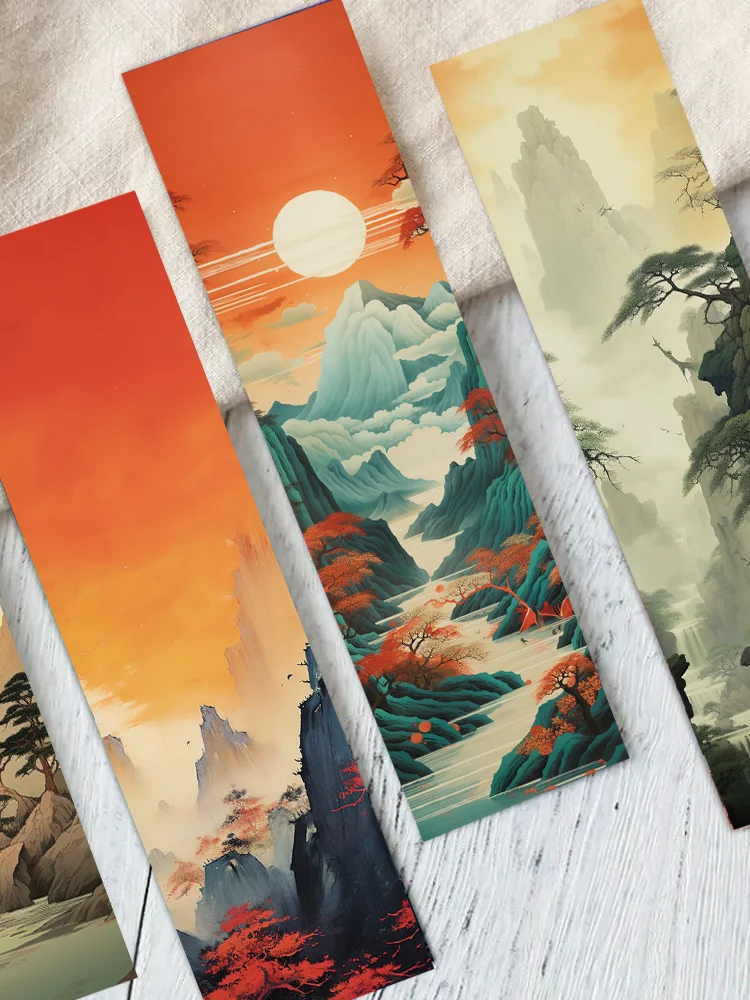 30pcs Chinese landscape bookmark literary classical decoration Reading page mark books mark students creative gift cards