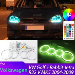 High Quality 16-Color RGB Cotton LED Angel Eye Rings Daytime Light for Volkswagen VW Golf 5 Rabbit Jetta R32 V MK5 2004-2009