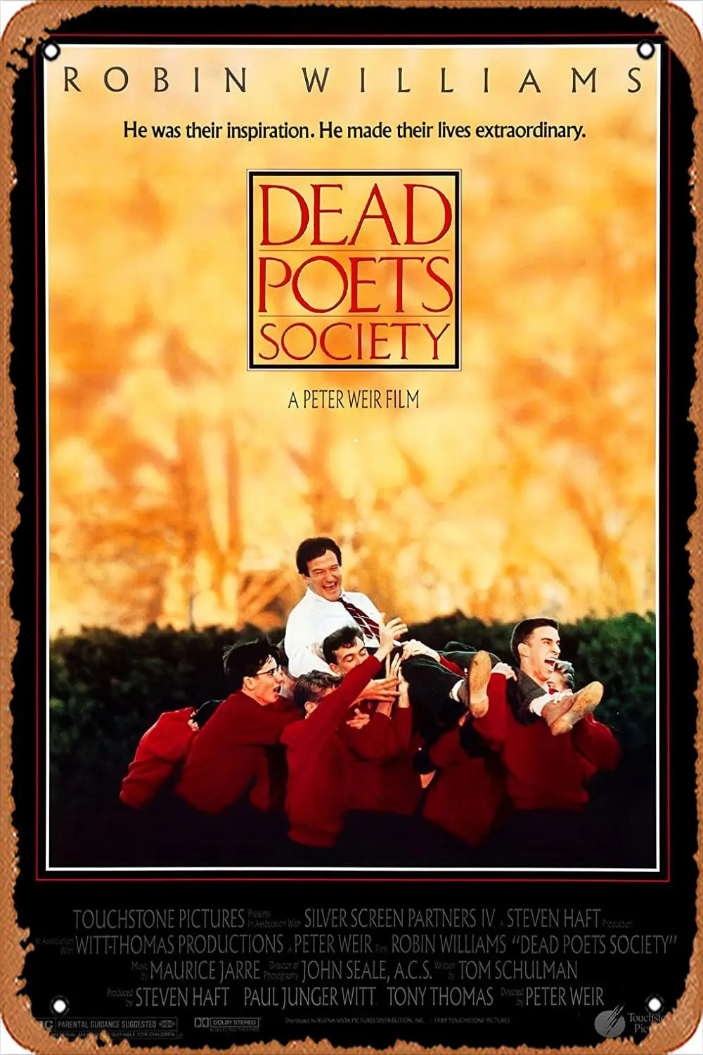 Metal sign Dead Poets Society (1989) Poster Vintage Metal Sign Wall Decor Garage Shop Bar Living Room Wall Art Tin Sign 8 X 12 I