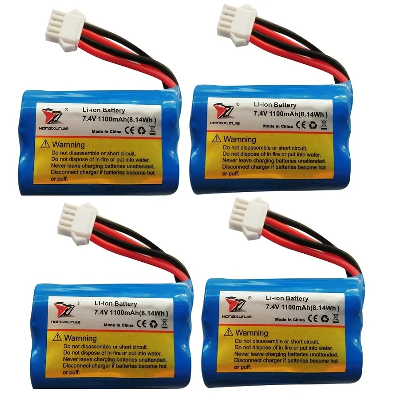 2S 7.4V 1100mAh 18500 Li-ion battery For HJ808 UDI 001 UDI001 HQ960 Remote control R/C Boat SM-4P Plug 7.4V USB charger SM-4P