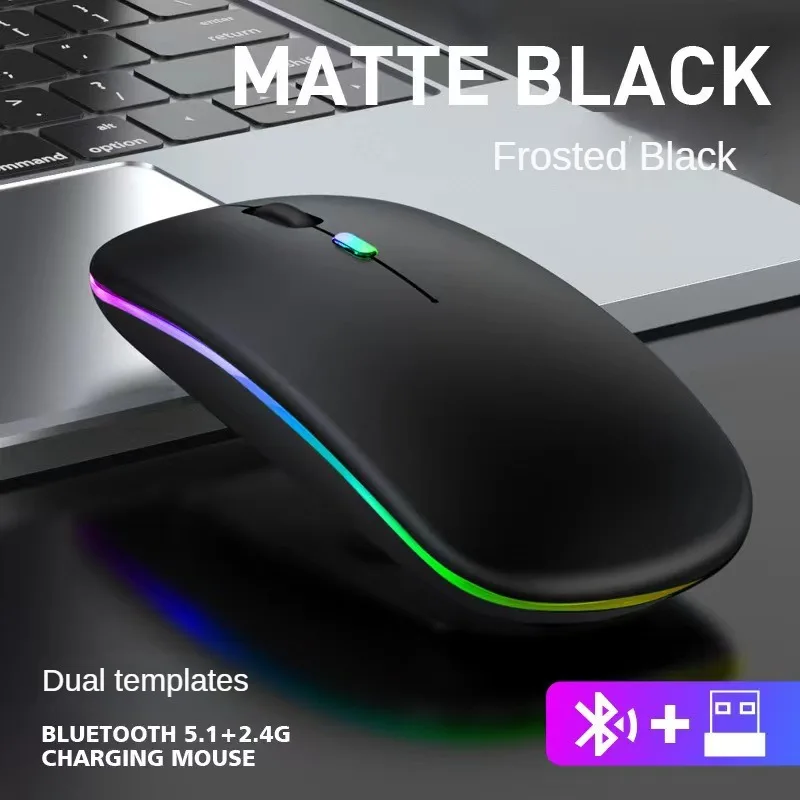 Wireless Mouse  Rechargeable Bluetooth Mice Wireless Computer Mause LED Backlit Ergonomic Gaming Mouse for Laptop PC