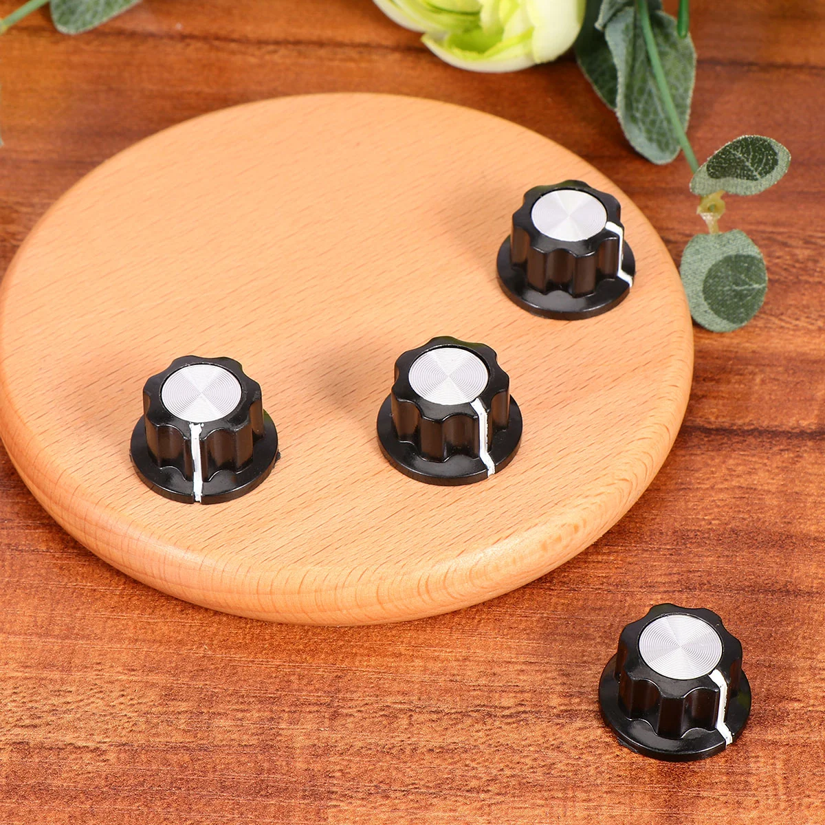 

15 Pcs Control Knob Potentiometer Copper Core Knurled Shaft Rotary Bakelite Black