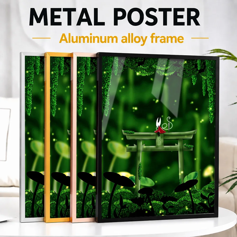 Hollow Knight Hornet At Torii Gate Metal Poster With Aluminum Alloy Frame Customized Cinematic Style Wall Art For Games Room