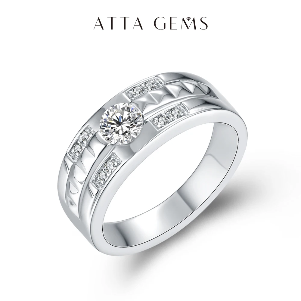 attagens anel moissanite para homens 05ct estilo classico 925 anel de prata esterlina diamante joias finas anel de noivado para o casamento 01