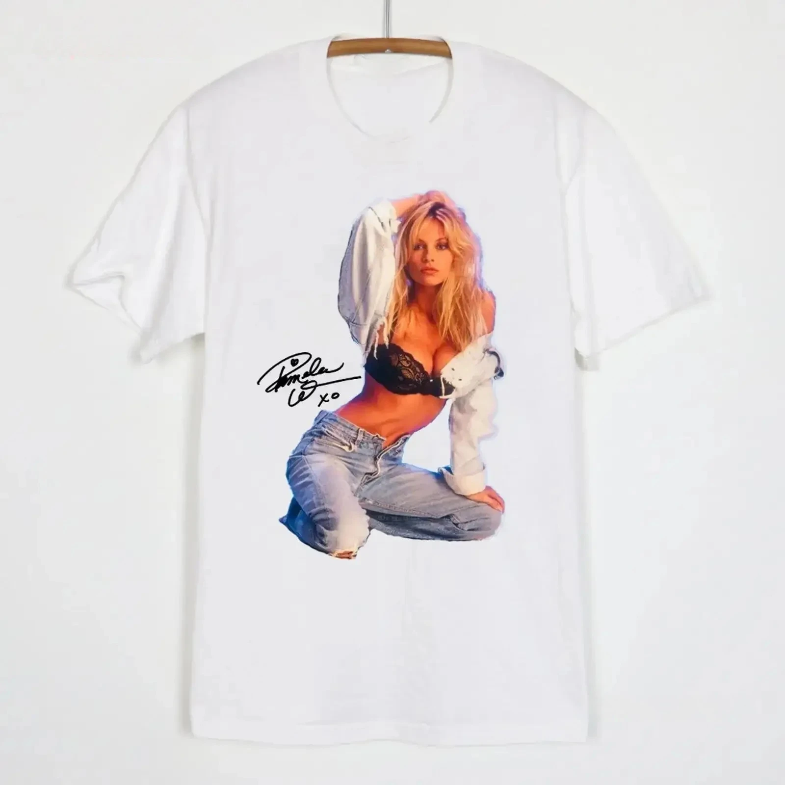 Men Women Vintage Retro Portrait Print Bootleg Tees Crew Neck Short Sleeve Street T‑Shirt Signature Casual Fashion Top