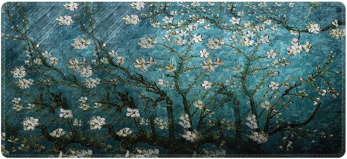 

Vincent Van Gogh Almond Blossom Extended Gaming Mouse Mat with Non-Slip Rubber 35.4 x 15.7 inch Base Stitched Edges Mouse Pad