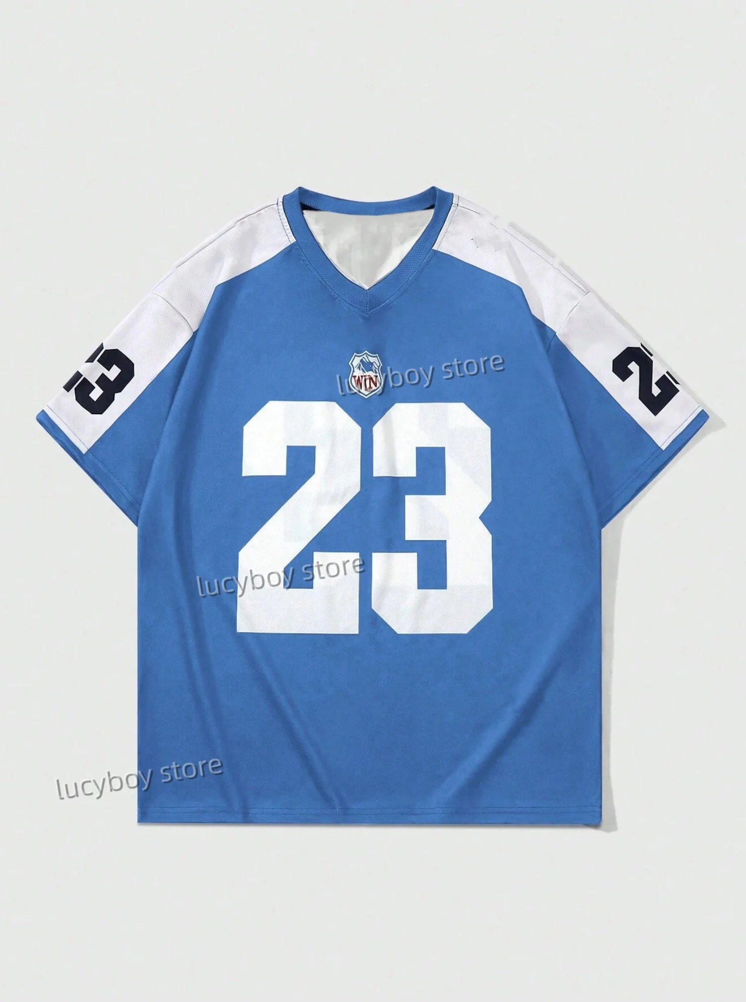 Mens 3D Number 23Printed Short Sleeve T Shirt Man V Neck Sportwear Brooklyn Racing Football Tee Vintage Casual Tops Men Clothes image 2