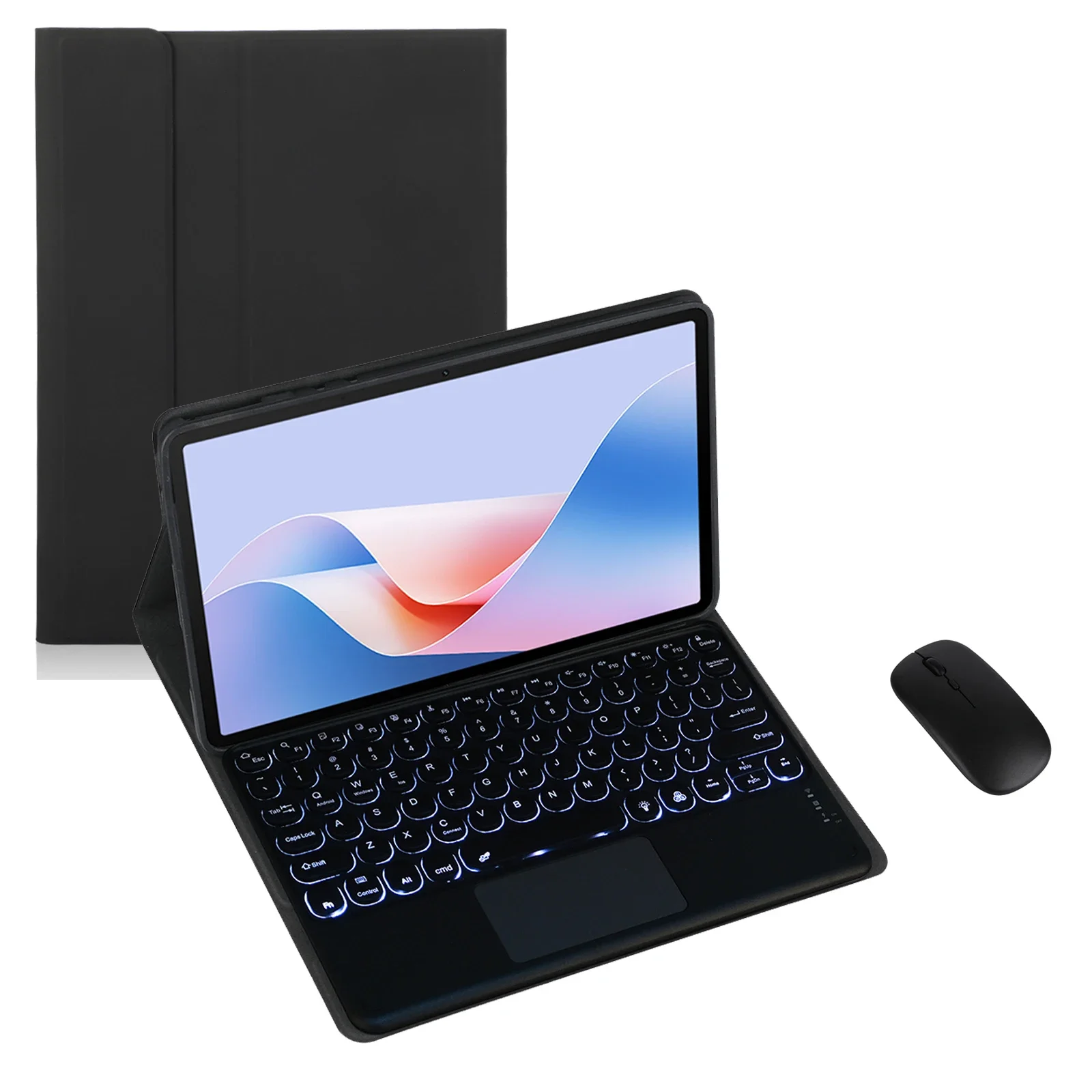 Round Button Keyboard Case for Samsung Galaxy Tab A 2019 10.1-inch Tablet,Detachable Wireless Keyboard Cover with Mouse (Black)