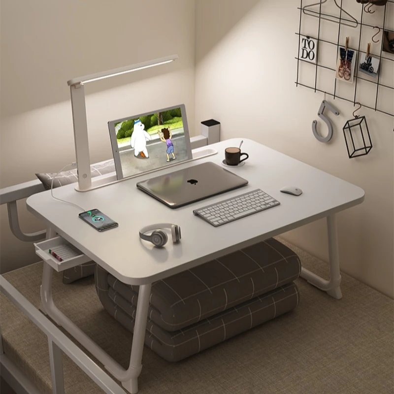 Small table with lamp bed folding reading bedside lamp dormitory lazy desk bay window student study table