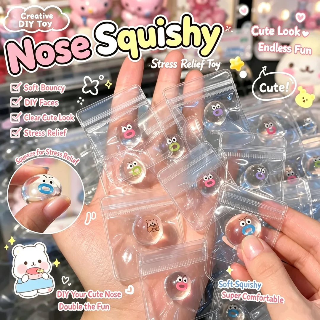 Mini DIY Cartoon Transparent Doll Fidget Poppers Sensory Toys Soft Slow Rebound Sticky Squishy Squeezing Cute Funny Toys