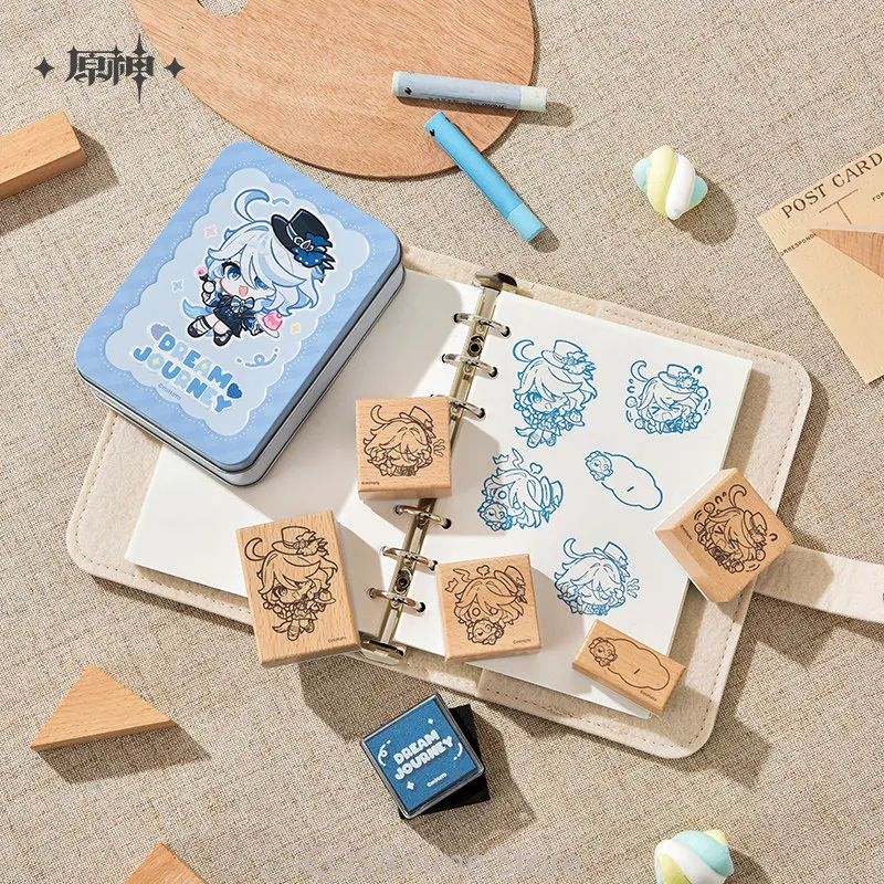 Official Genshin Impact Furina Anime Cosplay Badge Folding Fan Acrylic Standee Phone Chain Pendant Sticker Wooden Seal Gift view 5