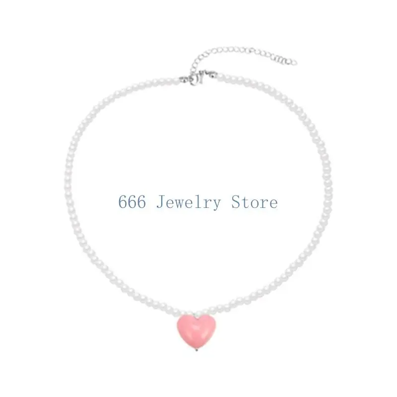F2TD Women Pearl Necklace 2023 Trend Jewelry Heart Pendant Necklaces Wedding Bridal