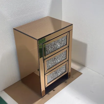 Rose gold bedside table mirror furniture rhinestone furniture accessories