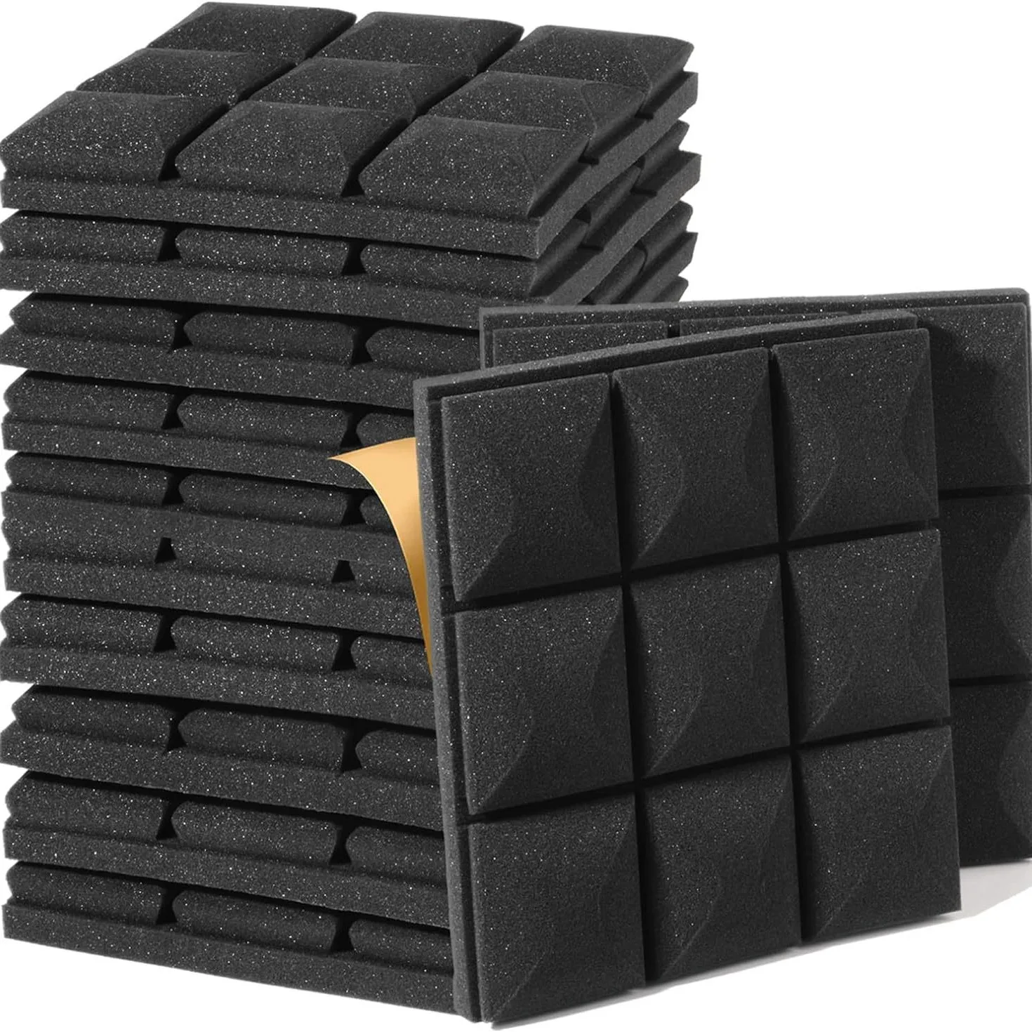 30*30*5cm 12pcs Self-Adhesive Soundproof Foam Panels - Acoustic Wall Stickers for Home Use, KTV, Studios, and Noise Reduction