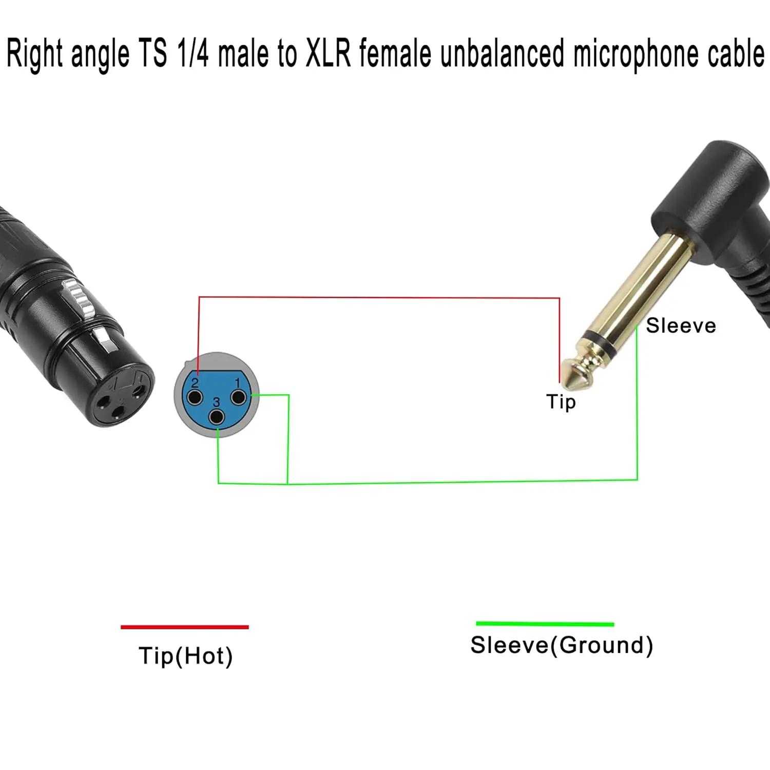 1pc XLR 3 핀 암-직각 6.35mm 1/4 \