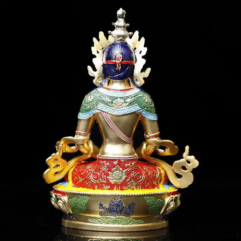 Tibetan Buddhist Green Tara Statue， 5-Inch Long Life Tara Amitayus Figurine， Brass Goddess of Compassion for Home Altar Car Deco