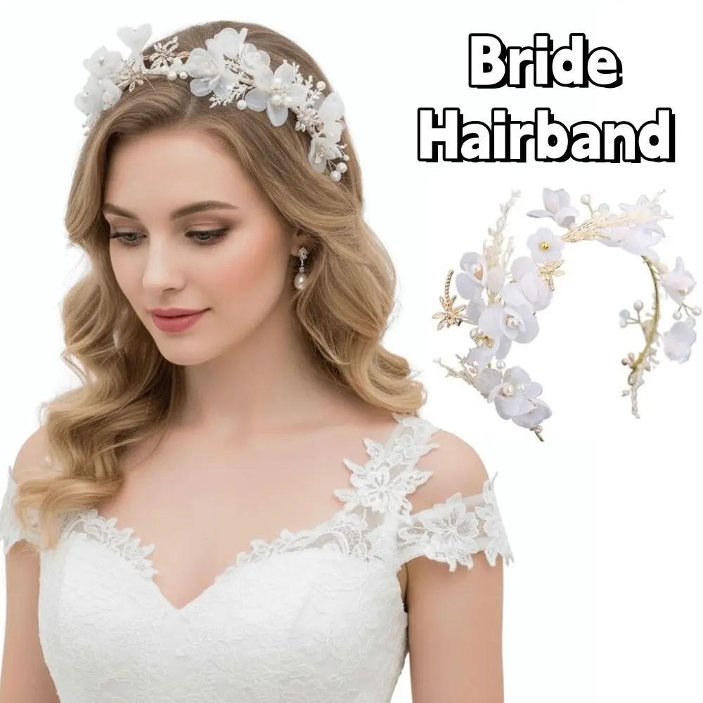 

Exquisite White Bride Headdress Flower Forest Photography Headband Korean Style Branch Wedding Hair Accessories Women