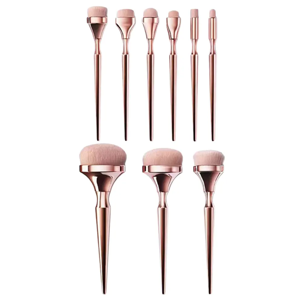 Conjunto de pincéis de maquiagem profissional, 9 peças, elegante, portátil, ferramentas de beleza facial para mulheres, blush, sombra, pó solto, cosméticos flexíveis