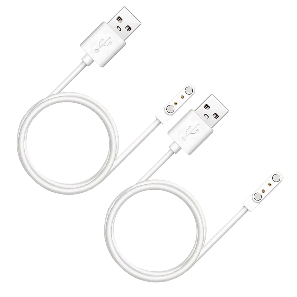 

2pcs 2Pin Magnetic Charging Cable Durable PVC Material Smartwatch Cord USB Gadgets Power Protection Safe Faster Stable