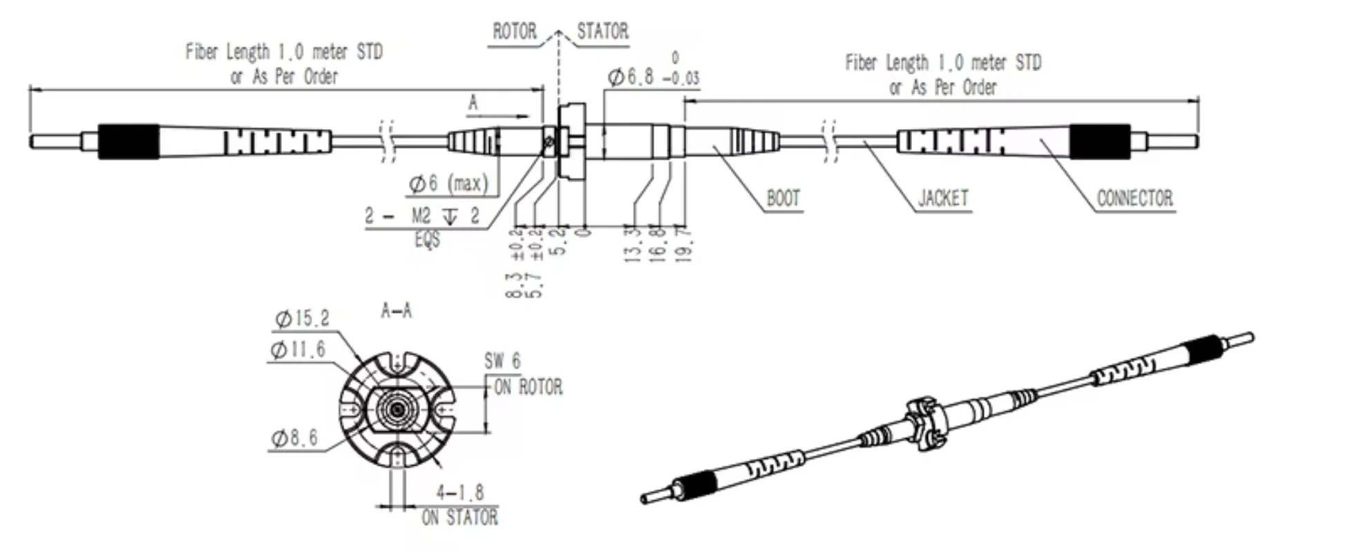 Miniature Single-Channel Fiber Optic Rotary Joint /2000rpm Oct Single Slip Ring